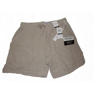 Purple & More Washable Linen Blend Shorts Elastic Drawstring Stone Size Small
